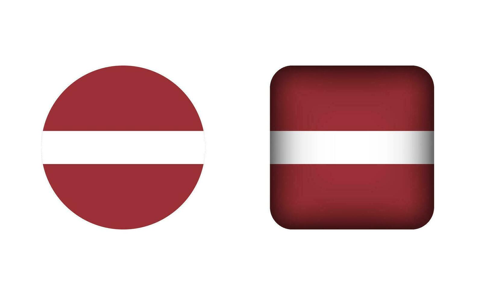 Flat Square and Circle Latvia National Flag Icons vector