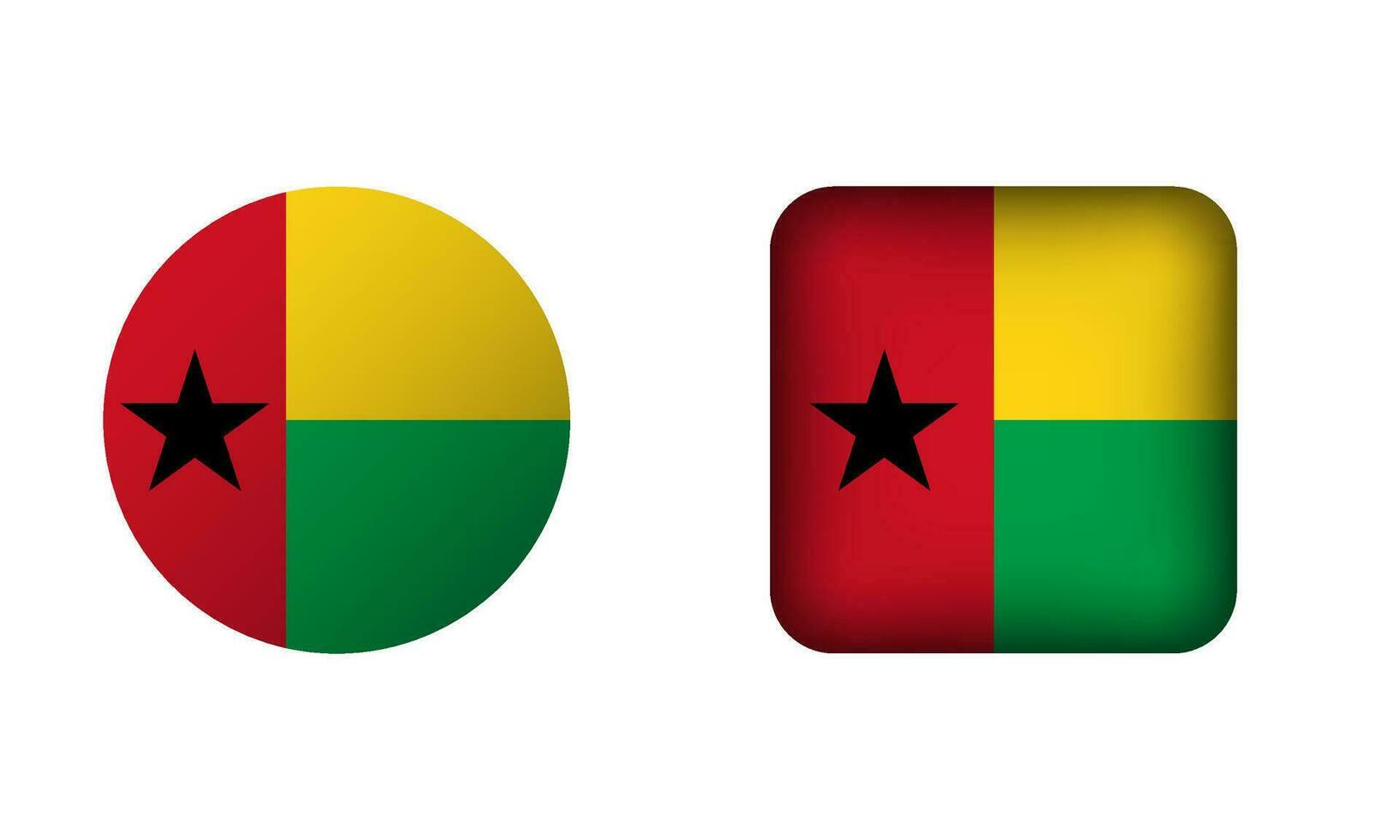 Flat Square and Circle Guinea Bissau Flag Icons vector