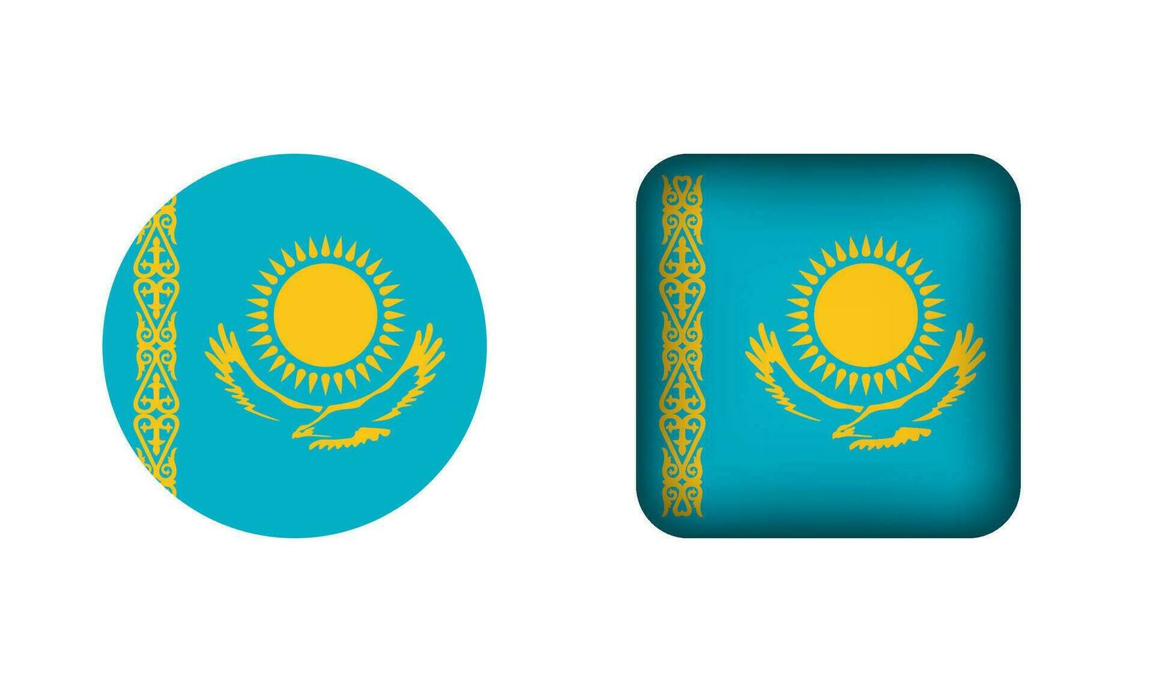 Flat Square and Circle Kazakhstan Flag Icons vector