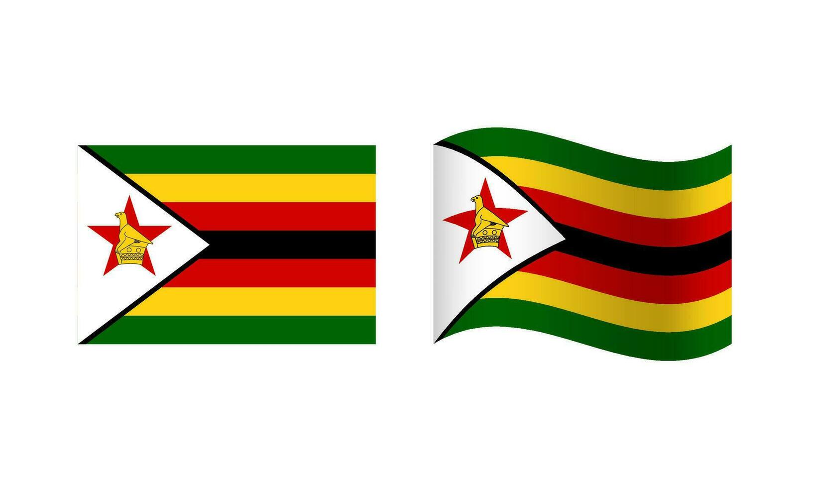 Rectangle and Wave Zimbabwe Flag Illustration vector