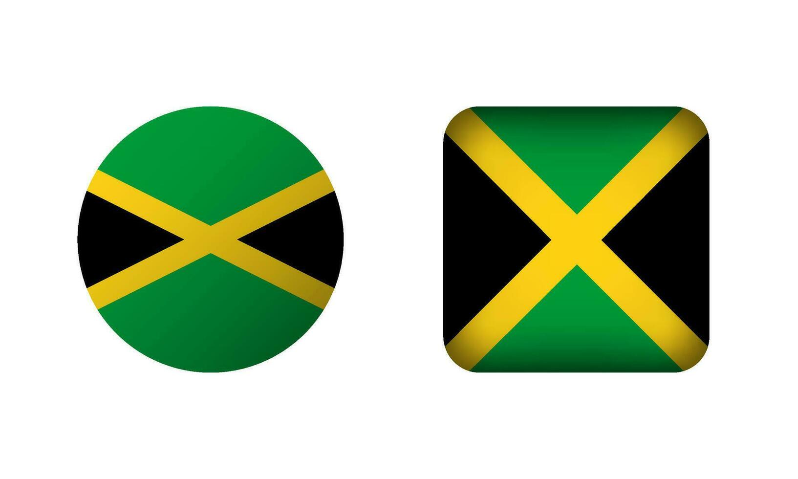 Flat Square and Circle Jamaica Flag Icons vector