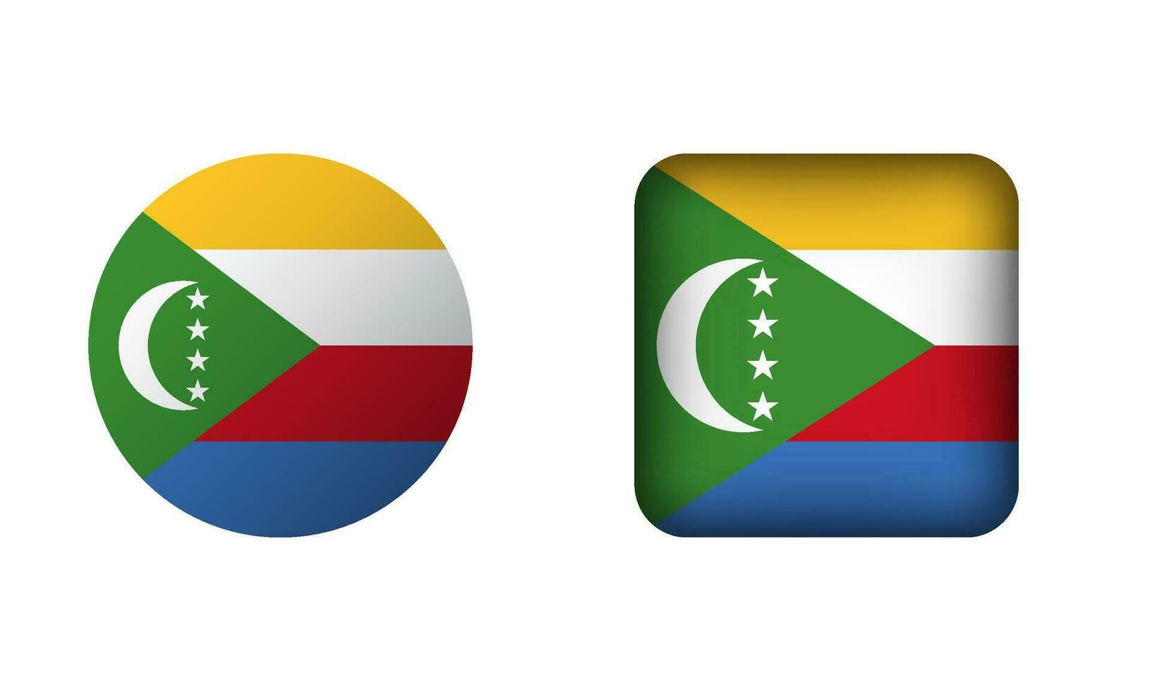 Flat Square and Circle Comoros Flag Icons vector