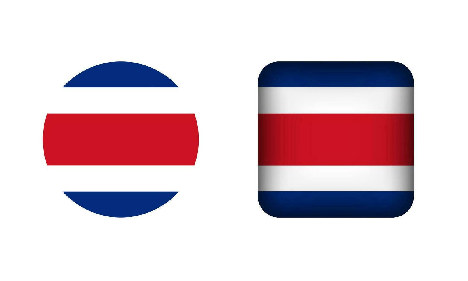 Flat Square and Circle Costa Rica Flag Icons vector