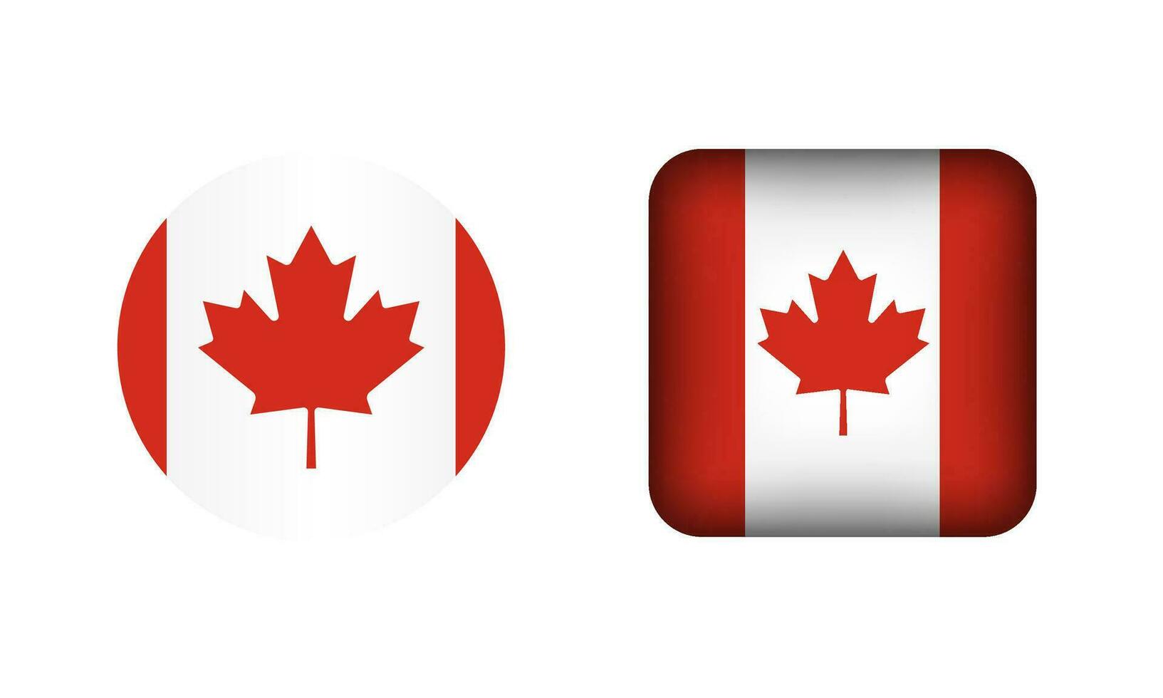 Flat Square and Circle Canada Flag Icons vector