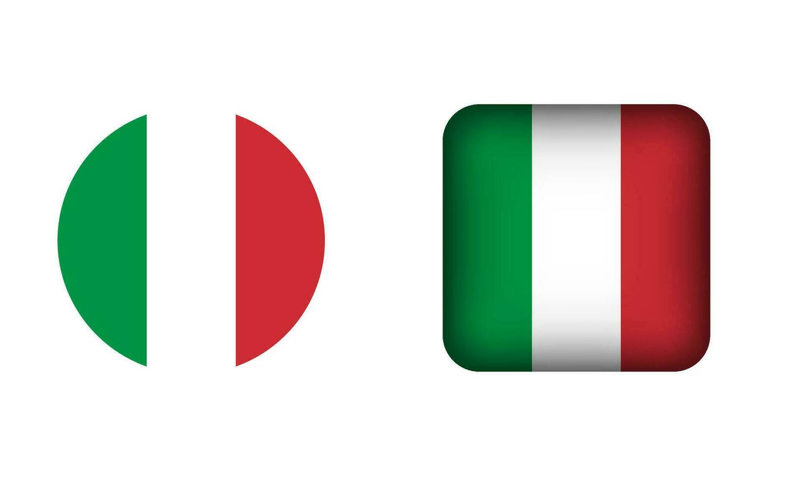 Flat Square and Circle Italy Flag Icons vector