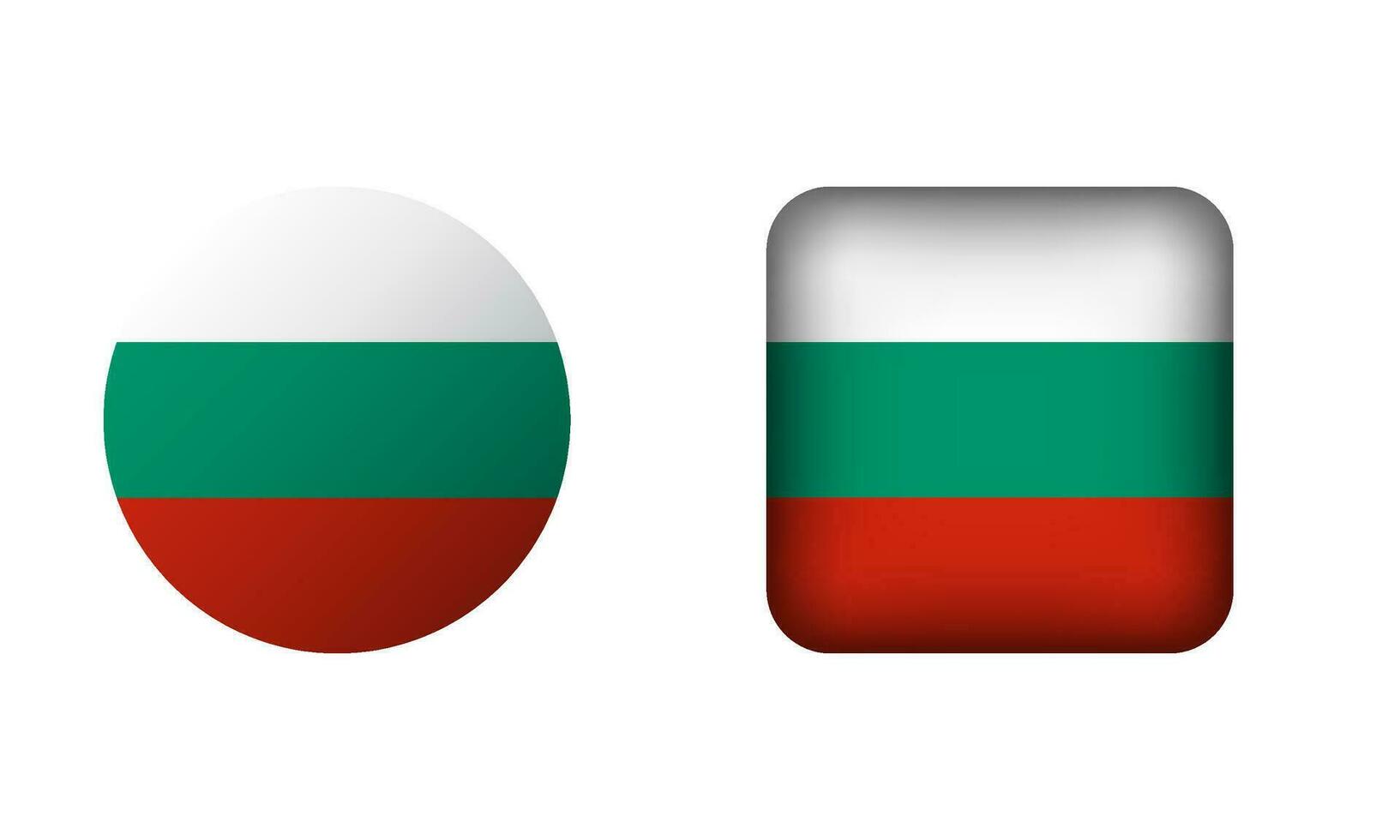 Flat Square and Circle Bulgaria National Flag Icons vector