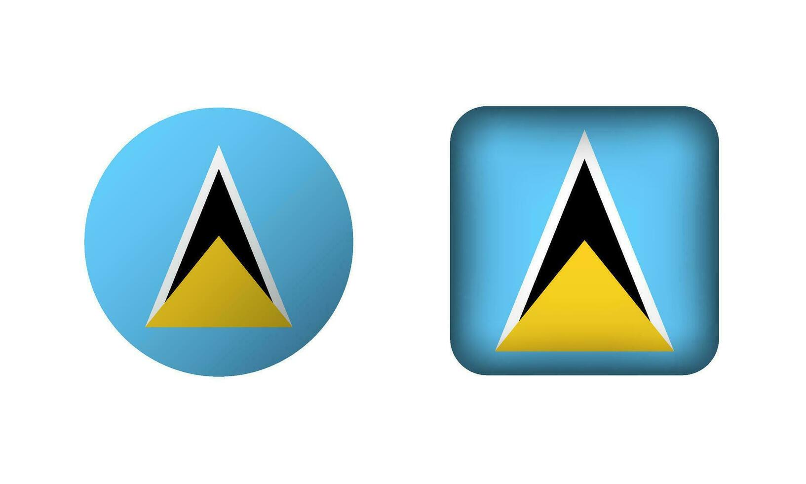 Flat Square and Circle Saint Lucia Flag Icons vector