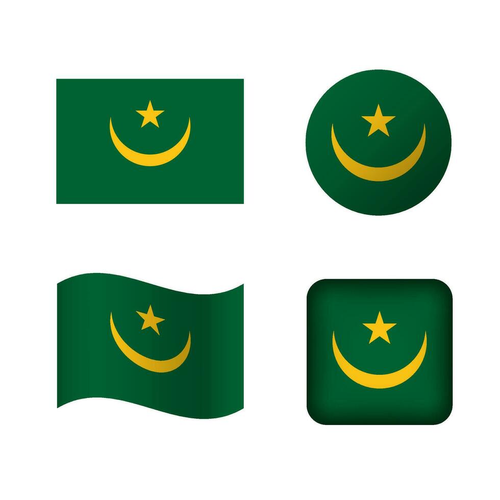 vector Mauritania nacional bandera íconos conjunto