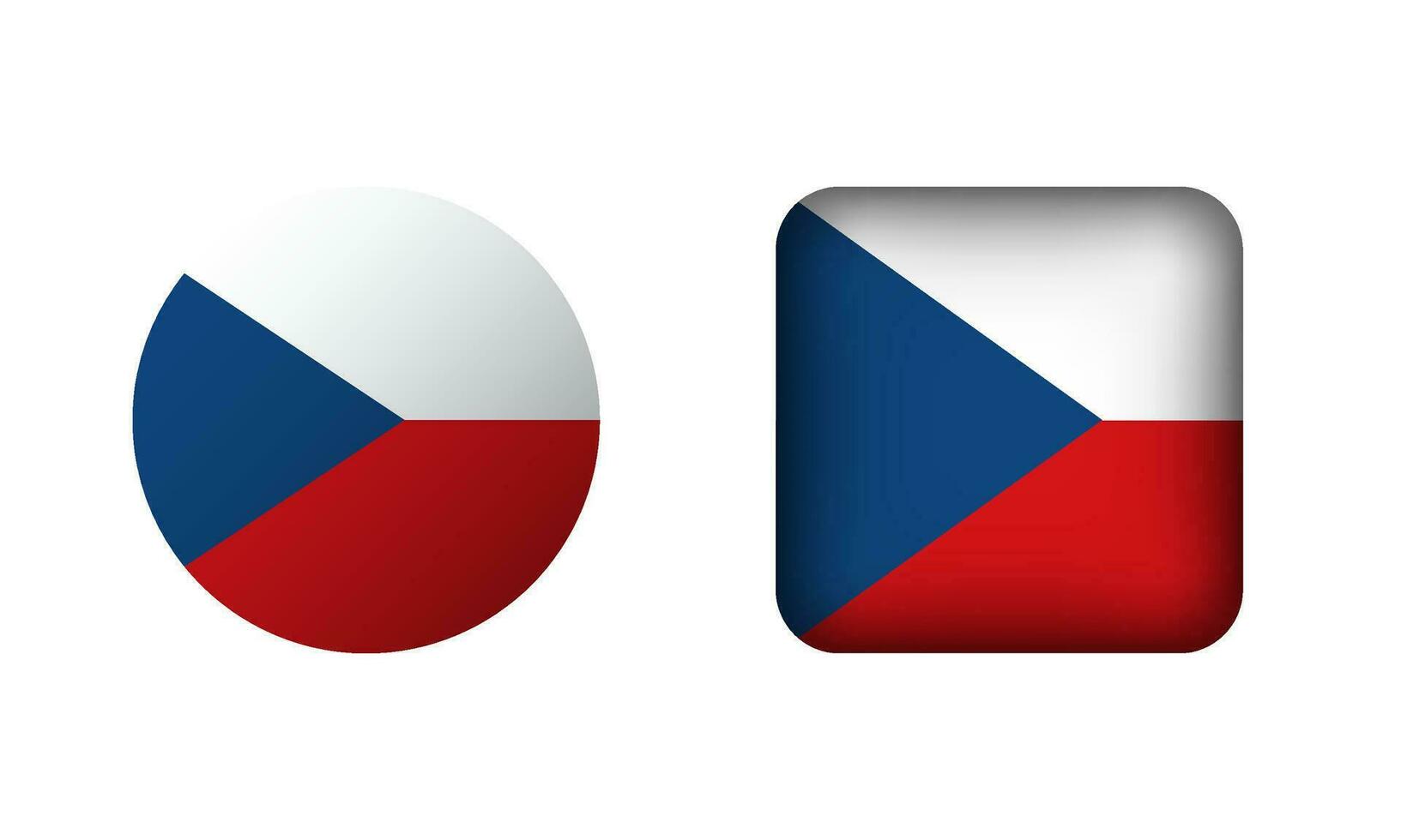 Flat Square and Circle Czech Republic National Flag Icons vector