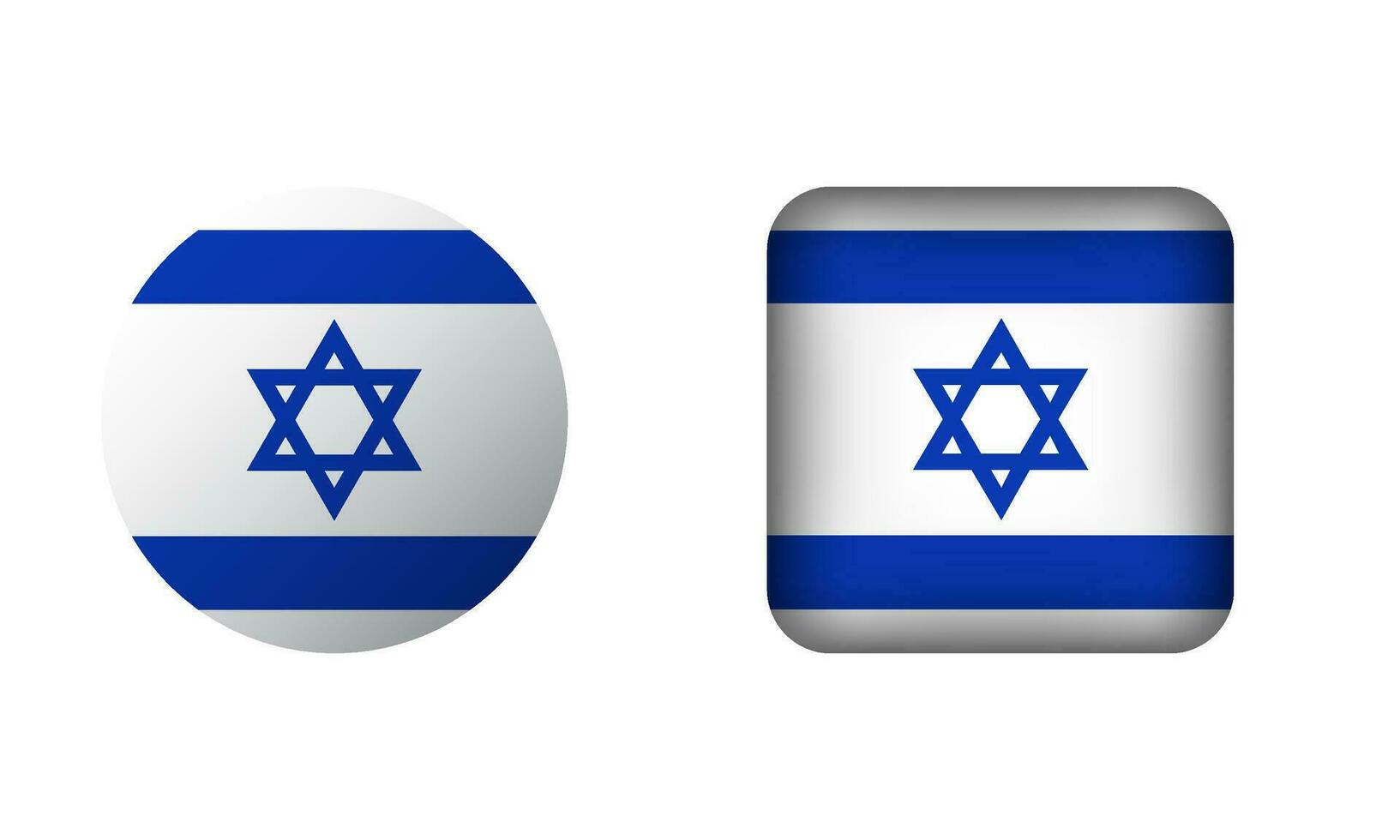 Flat Square and Circle Israel National Flag Icons vector