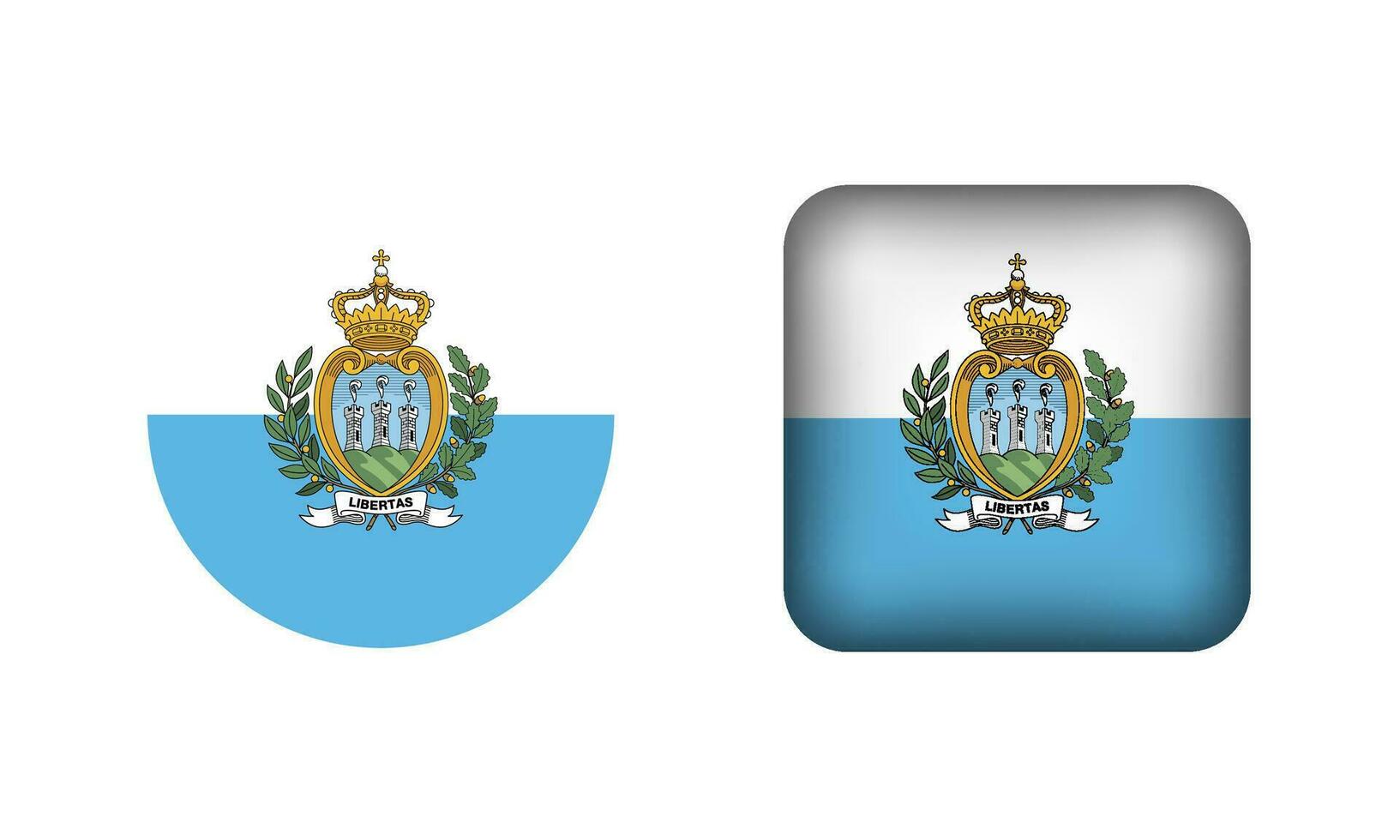 plano cuadrado y circulo san marino bandera íconos vector