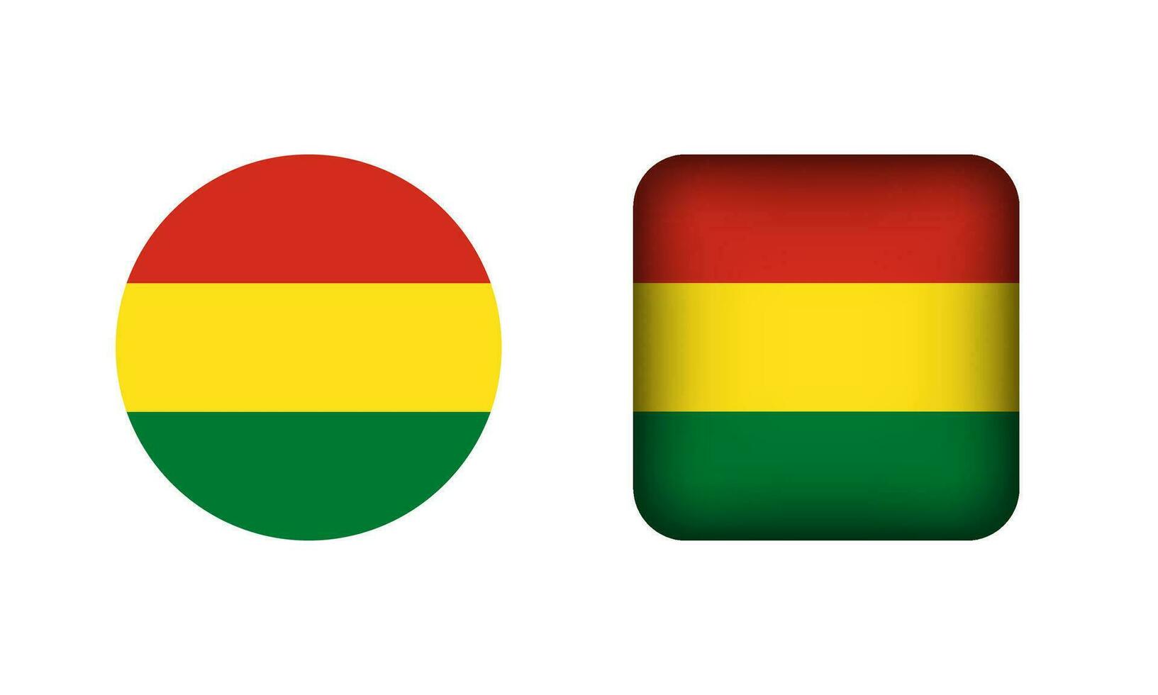 Flat Square and Circle Bolivia National Flag Icons vector