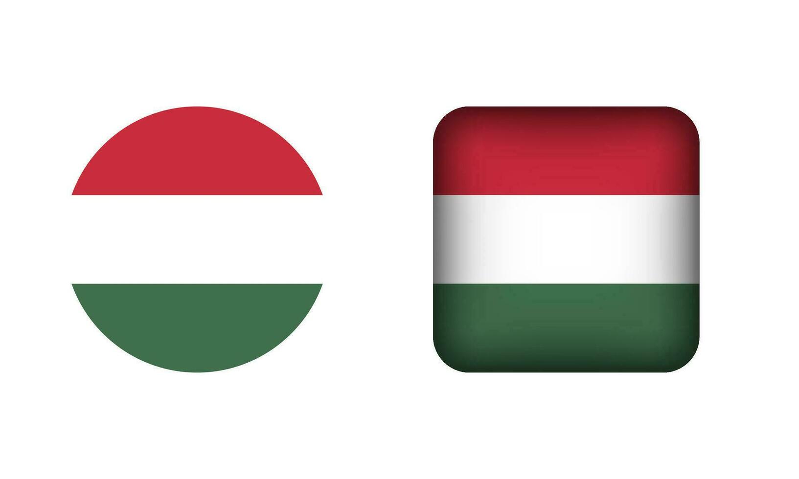 Flat Square and Circle Hungary Flag Icons vector