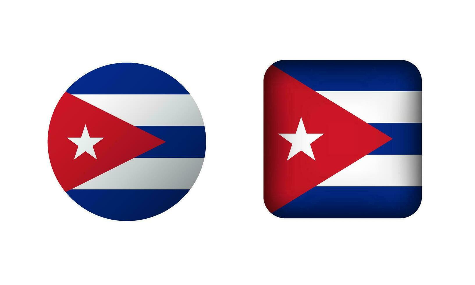 Flat Square and Circle Cuba Flag Icons vector