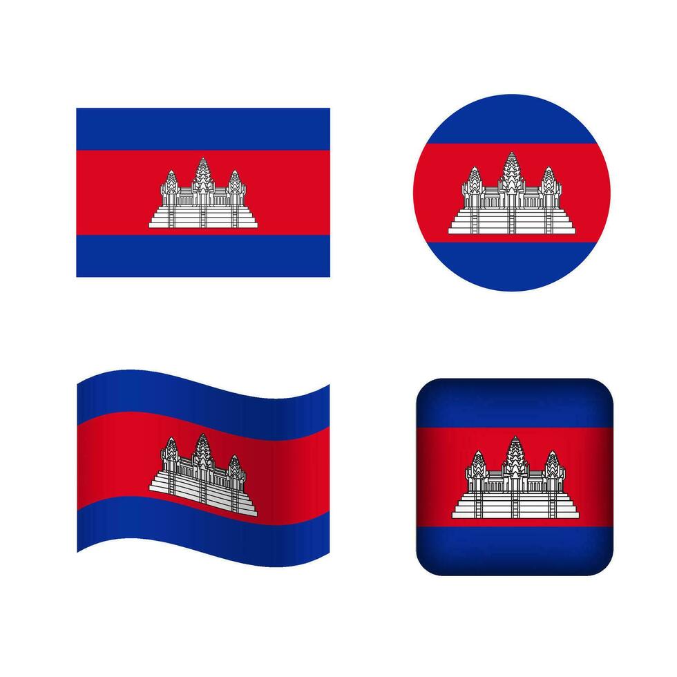 vector Camboya nacional bandera íconos conjunto