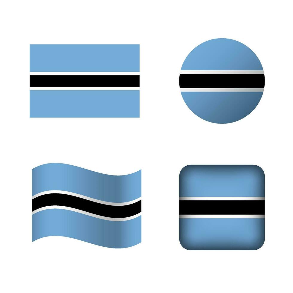Vector Botswana National Flag Icons Set