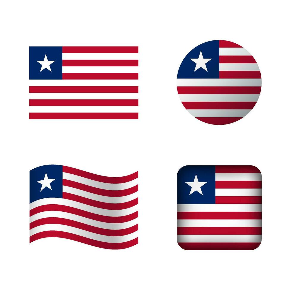 Vector Liberia National Flag Icons Set