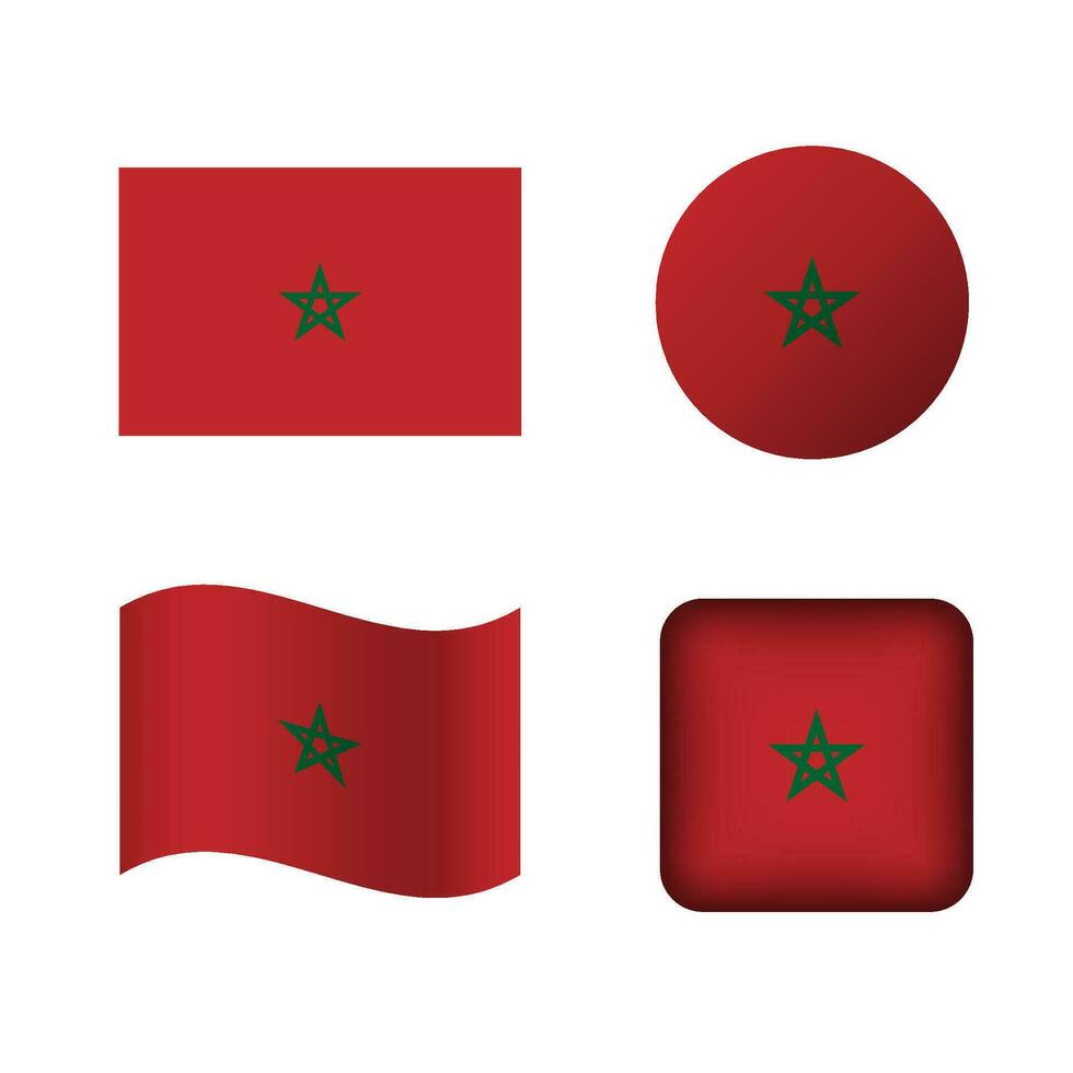 vector Marruecos nacional bandera íconos conjunto
