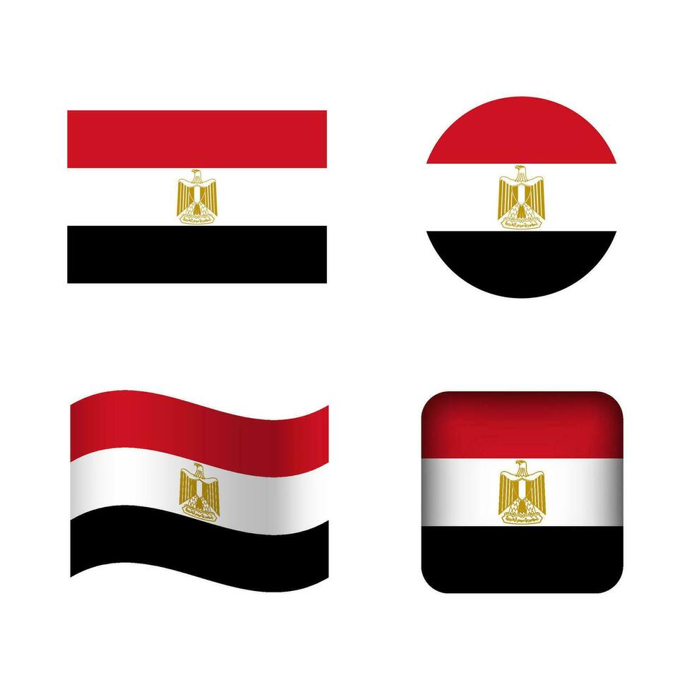 Vector Egypt National Flag Icons Set