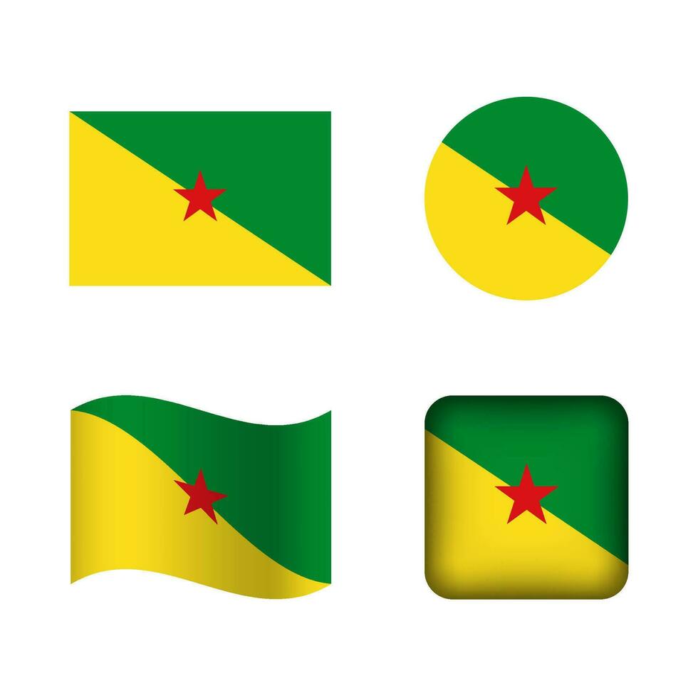 Vector French Guiana National Flag Icons Set