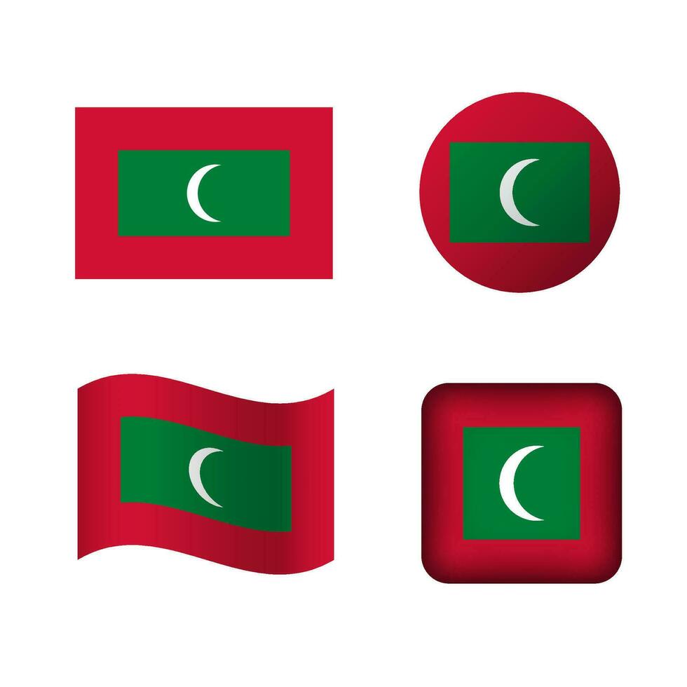 Vector Maldives National Flag Icons Set