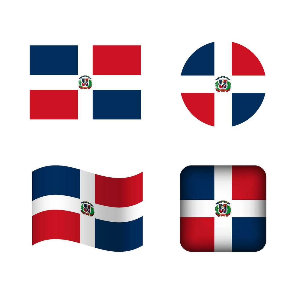 Vector Dominican Republic National Flag Icons Set