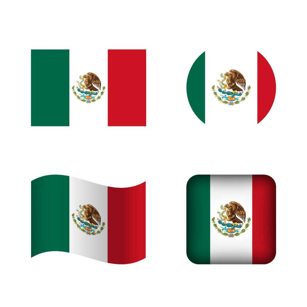 vector mexico nacional bandera íconos conjunto