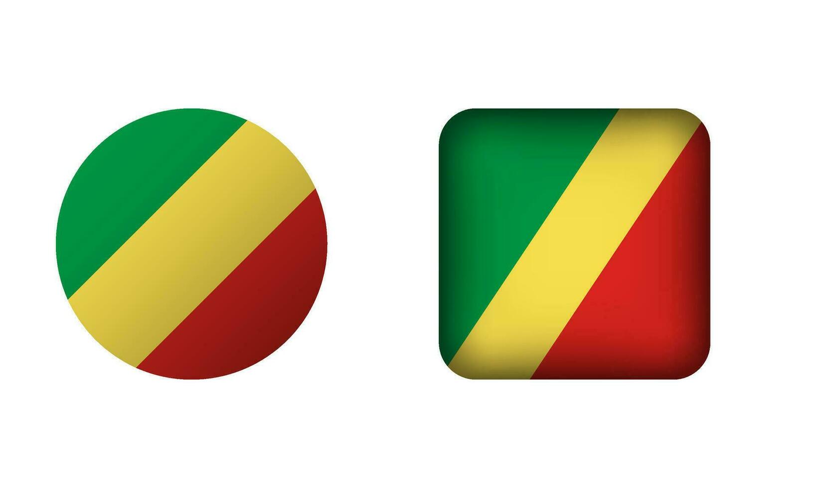 Flat Square and Circle Republic of the Congo Flag Icons vector