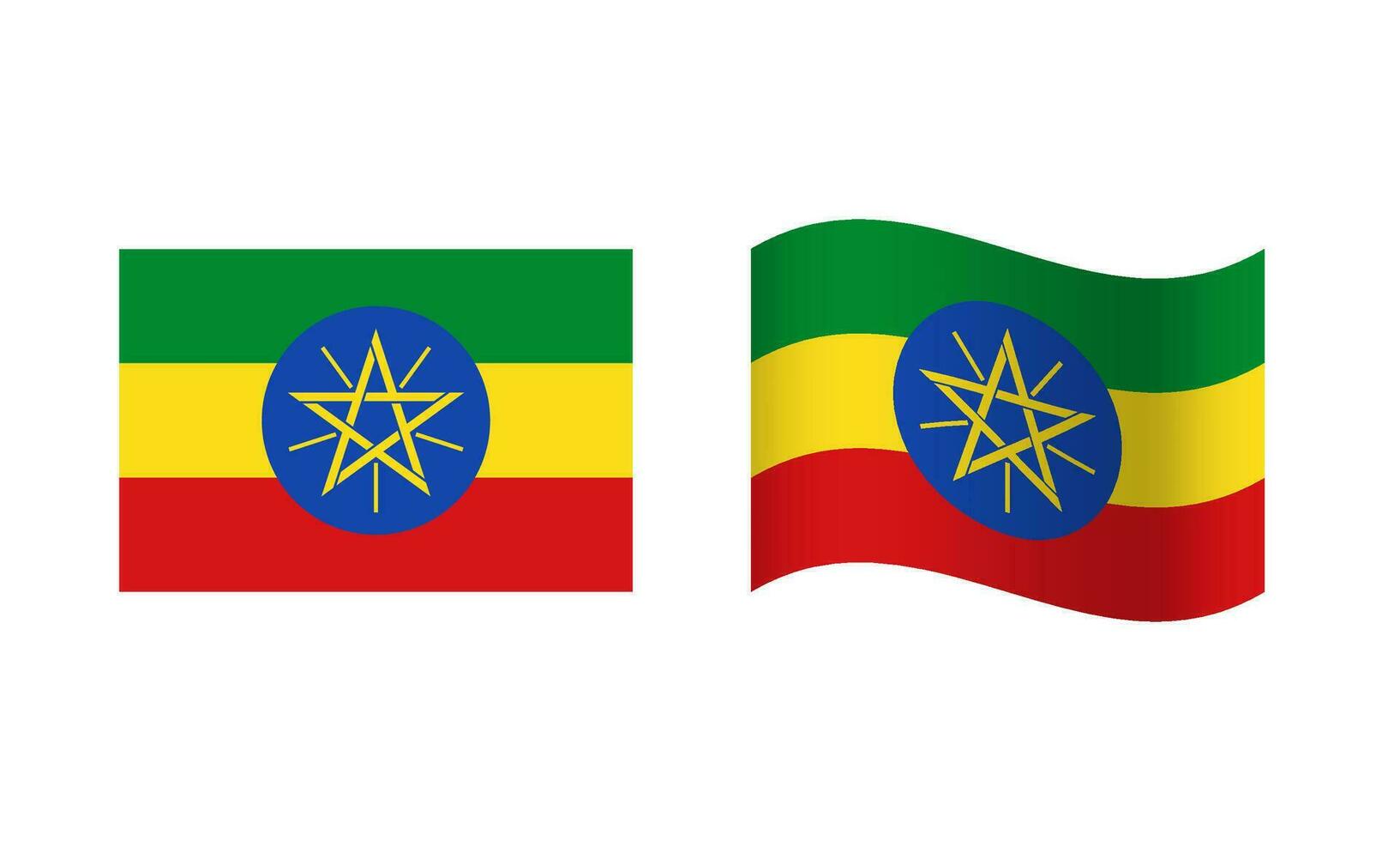 rectángulo y ola Etiopía bandera ilustración vector