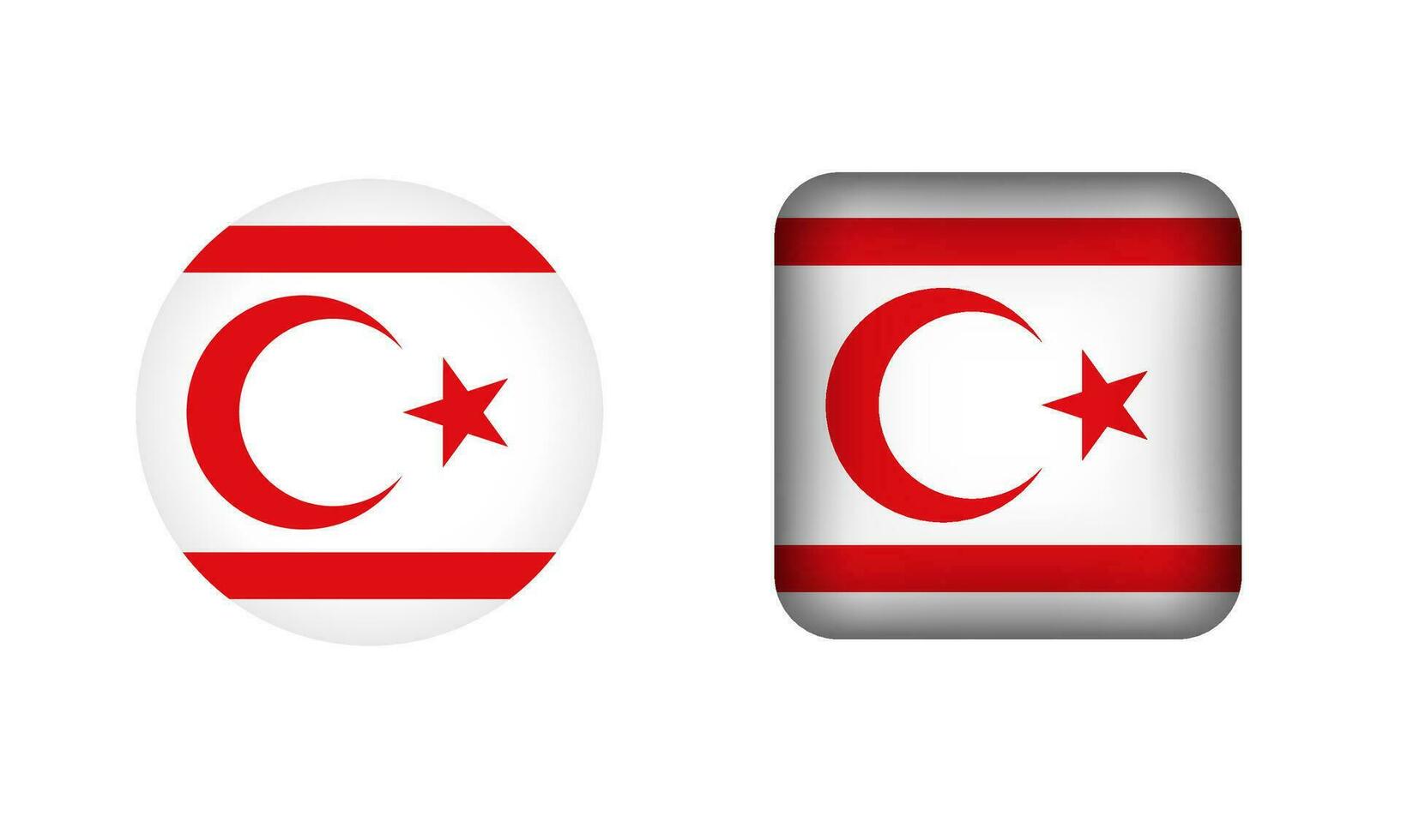 Flat Square and Circle Northern Cyprus Flag Icons vector