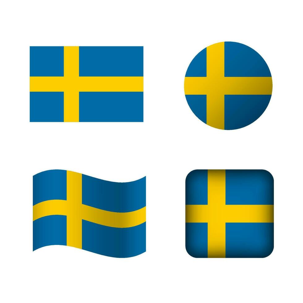 Vector Sweden National Flag Icons Set