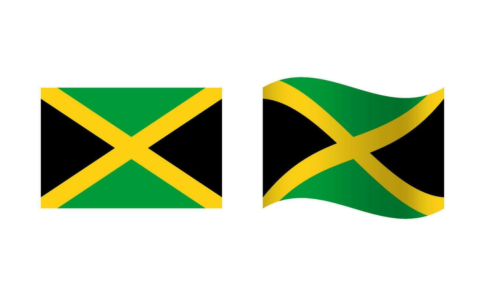 Rectangle and Wave Jamaica Flag Illustration vector
