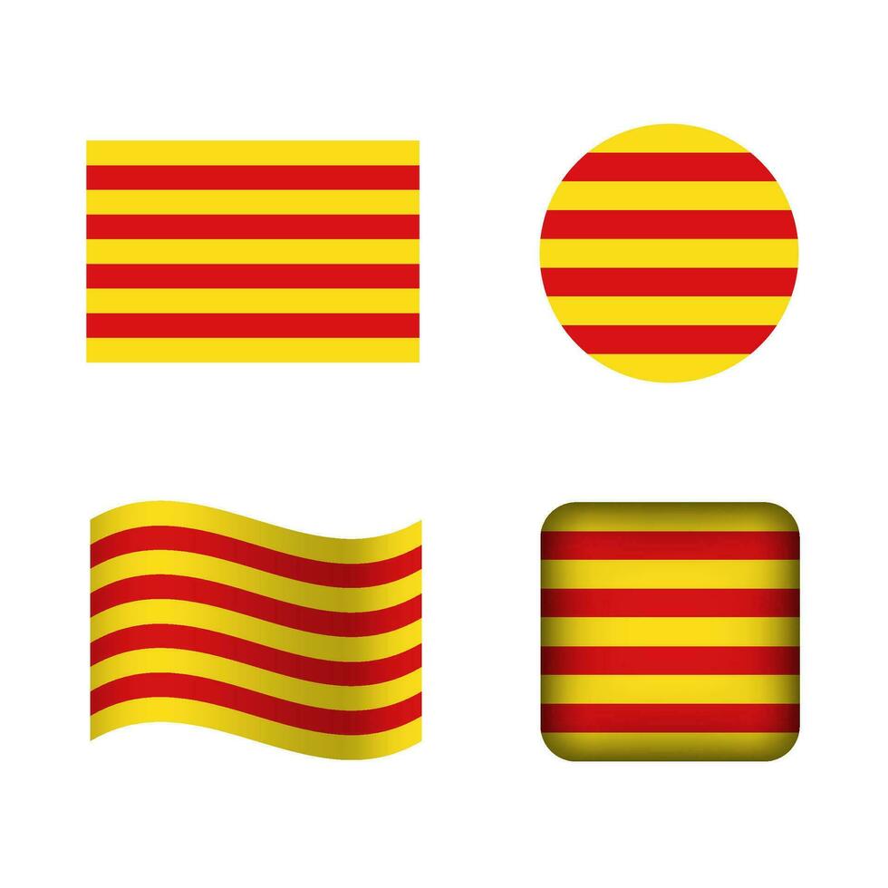 Vector Catalonia National Flag Icons Set