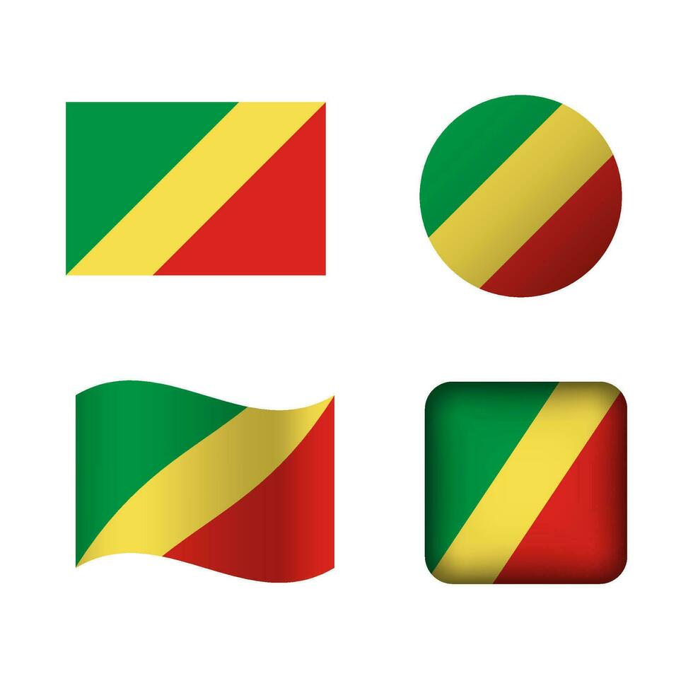 Vector Republic of the Congo National Flag Icons Set