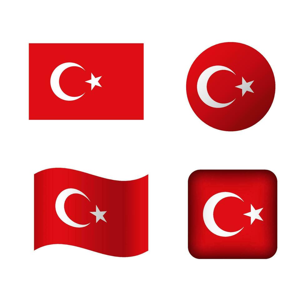 Vector Turkey National Flag Icons Set