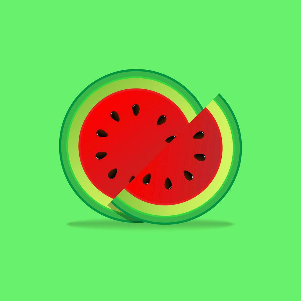 Fresh green open watermelon half. Sliced watermelon fruit vector. Illustration of watermelon freshness. vector