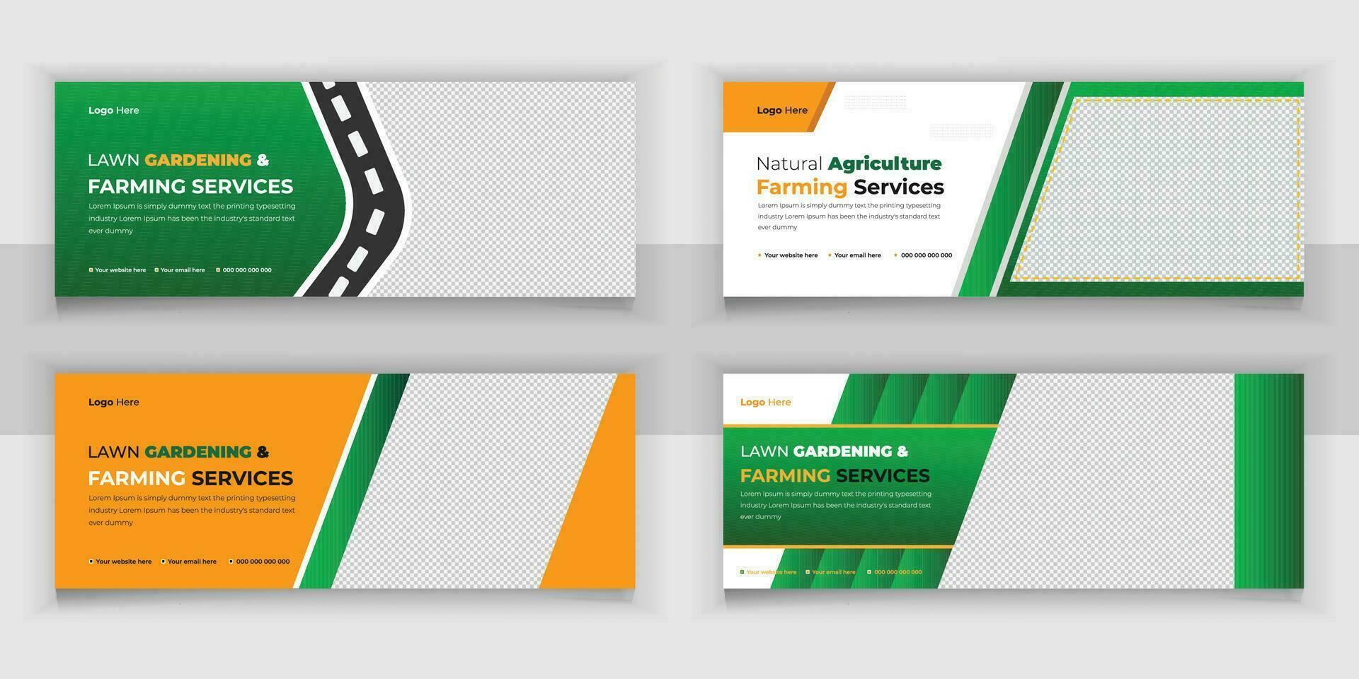 Agriculture Farming Set Or Lawn Garden Services and Bundle Web Banner Design Template vector