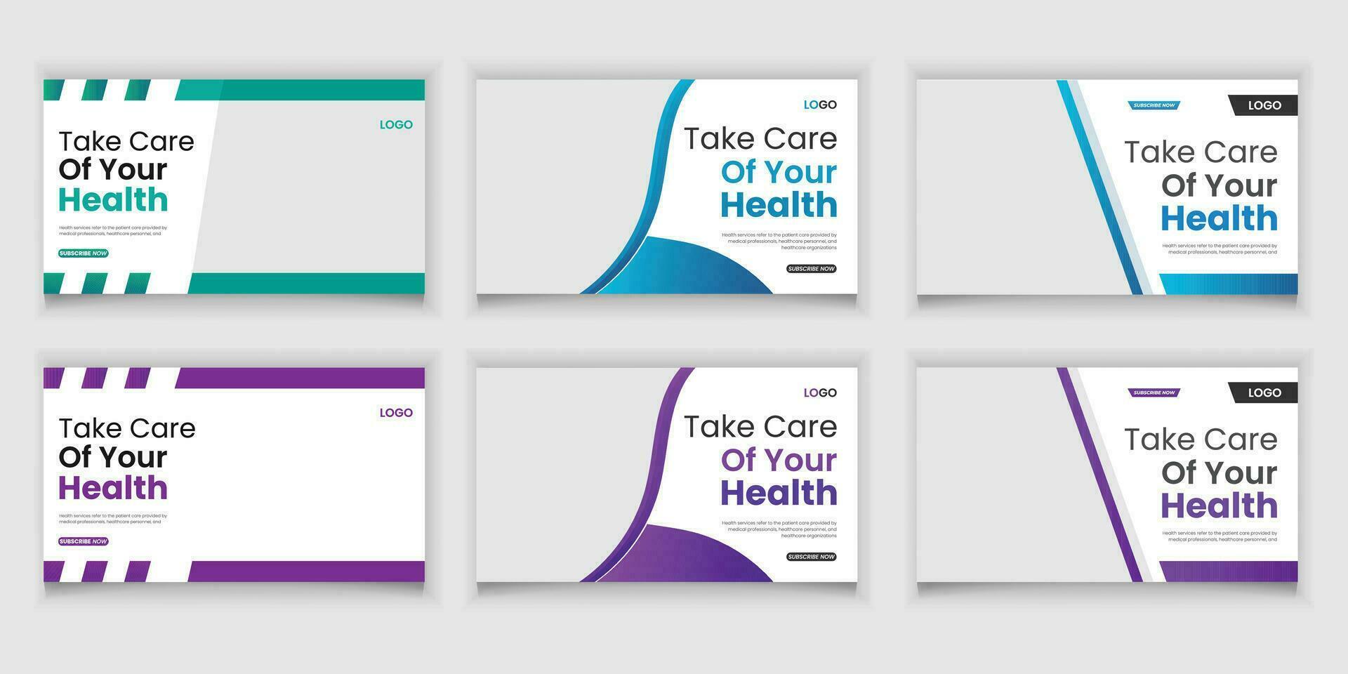 Bundle Online Medical Video Thumbnail and Social Media Or Web Banner Template Design vector