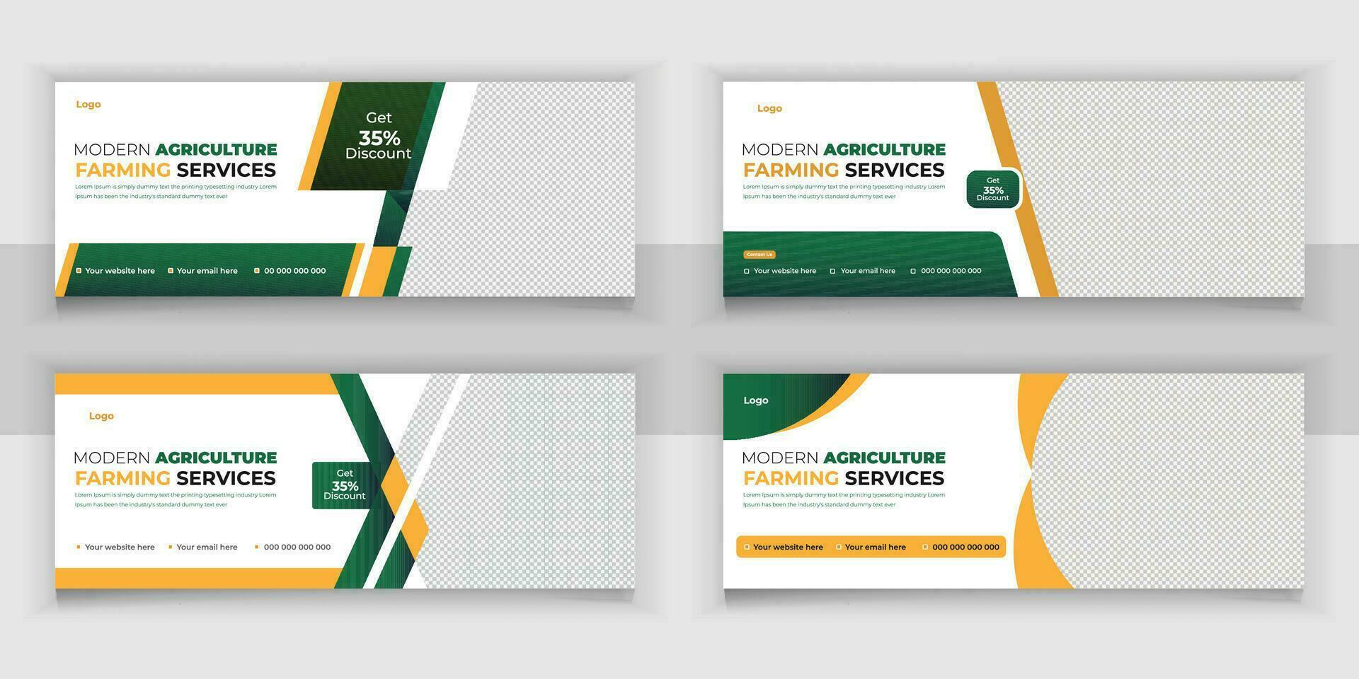 Agriculture Farming Set Or Lawn Garden Services and Bundle Web Banner Design Template vector
