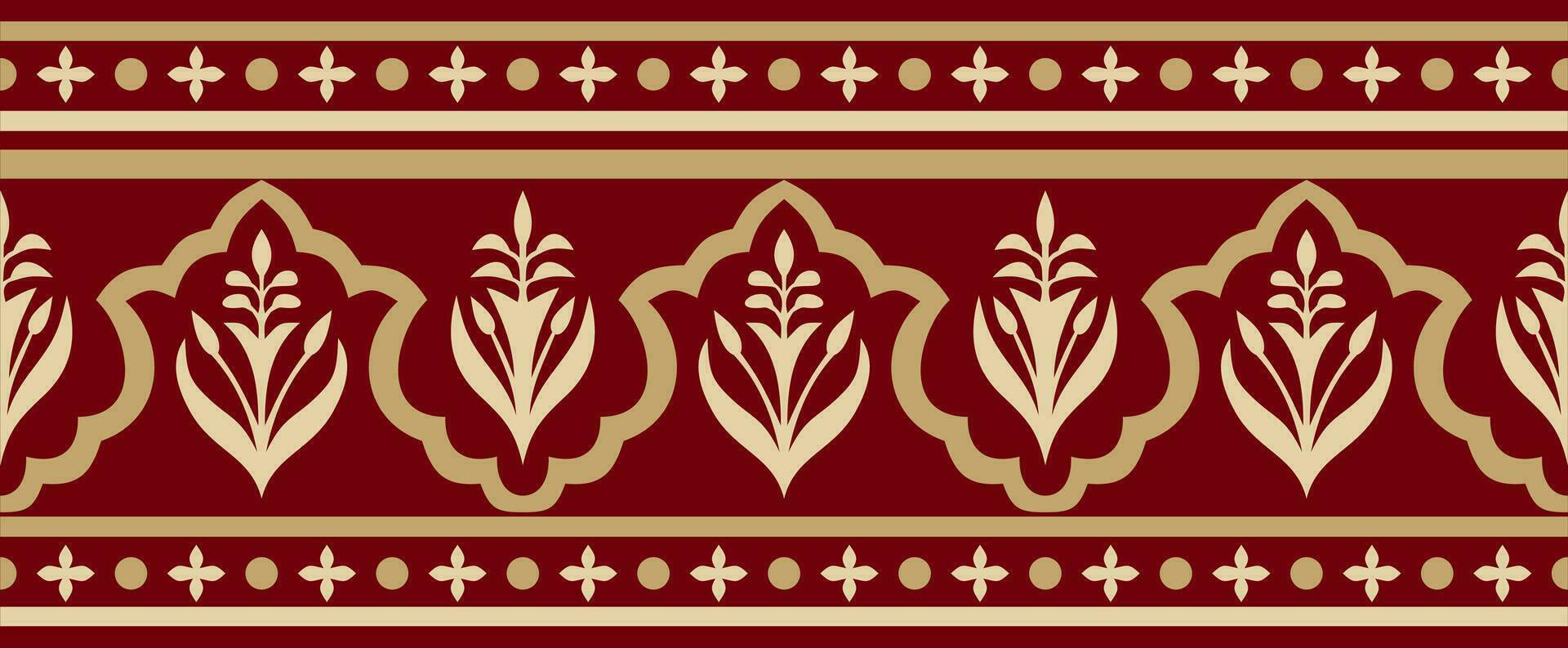 Vector seamless national red and black ornament of ancient Persia. Iranian ethnic endless border, frame