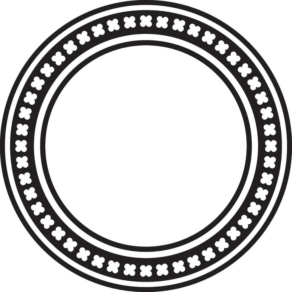 Vector black monochrome round ornament of ancient Greece. Classic pattern frame border Roman Empire