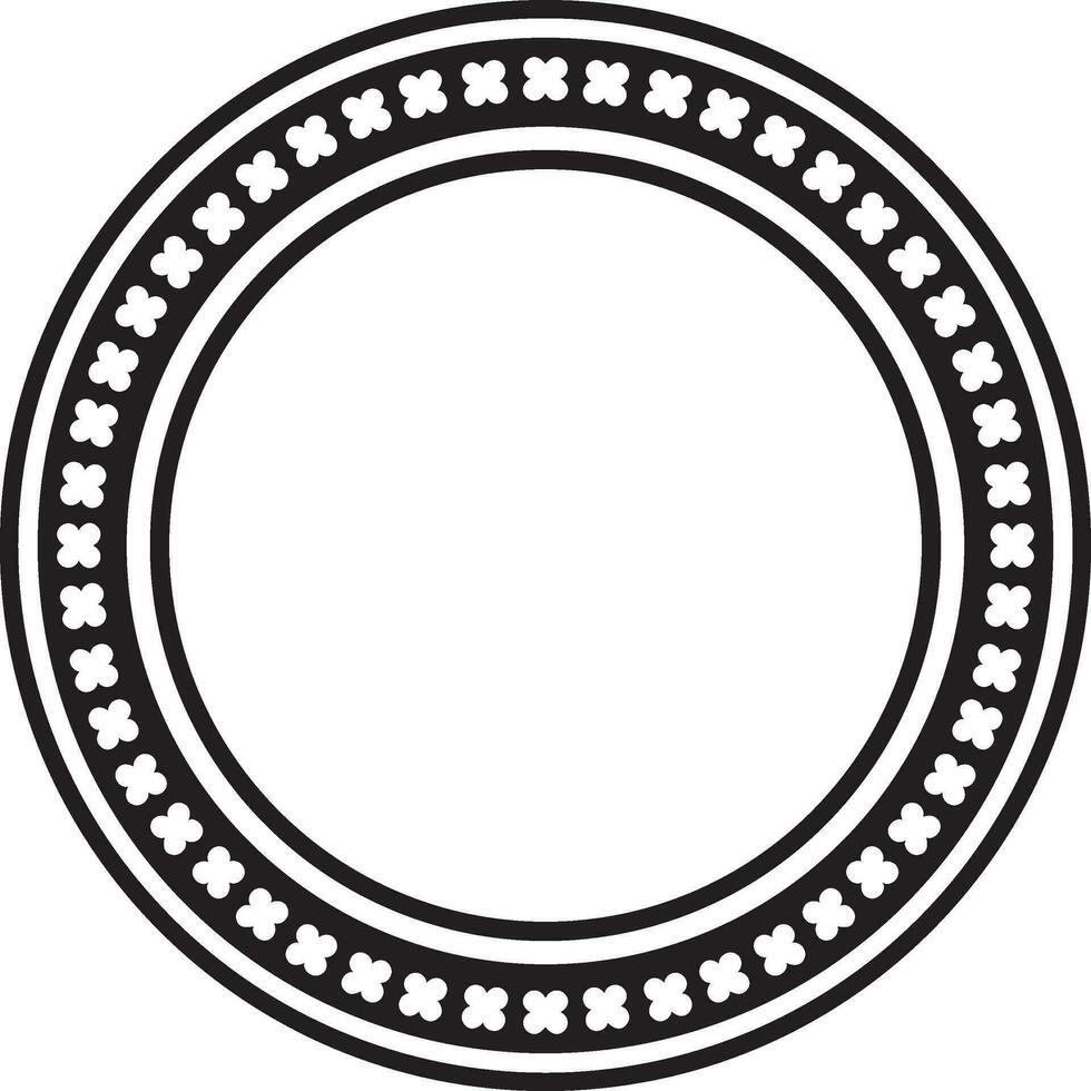 Vector black monochrome round ornament of ancient Greece. Classic pattern frame border Roman Empire