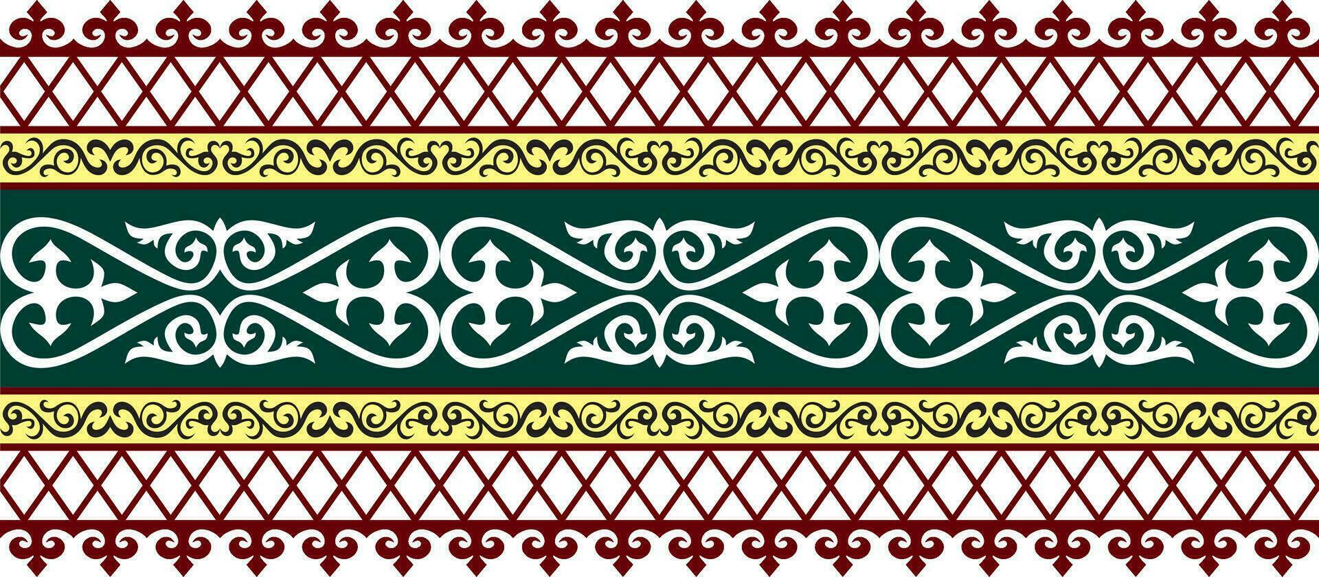 Vector seamless colored Kazakh national ornament, border, frame. Endless Pattern of nomadic peoples of the great steppe, Kyrgyz, Mongol, Buryat, Kalmyk.