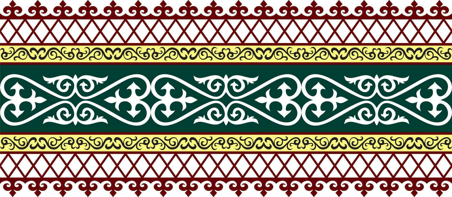 Vector seamless colored Kazakh national ornament, border, frame. Endless Pattern of nomadic peoples of the great steppe, Kyrgyz, Mongol, Buryat, Kalmyk.