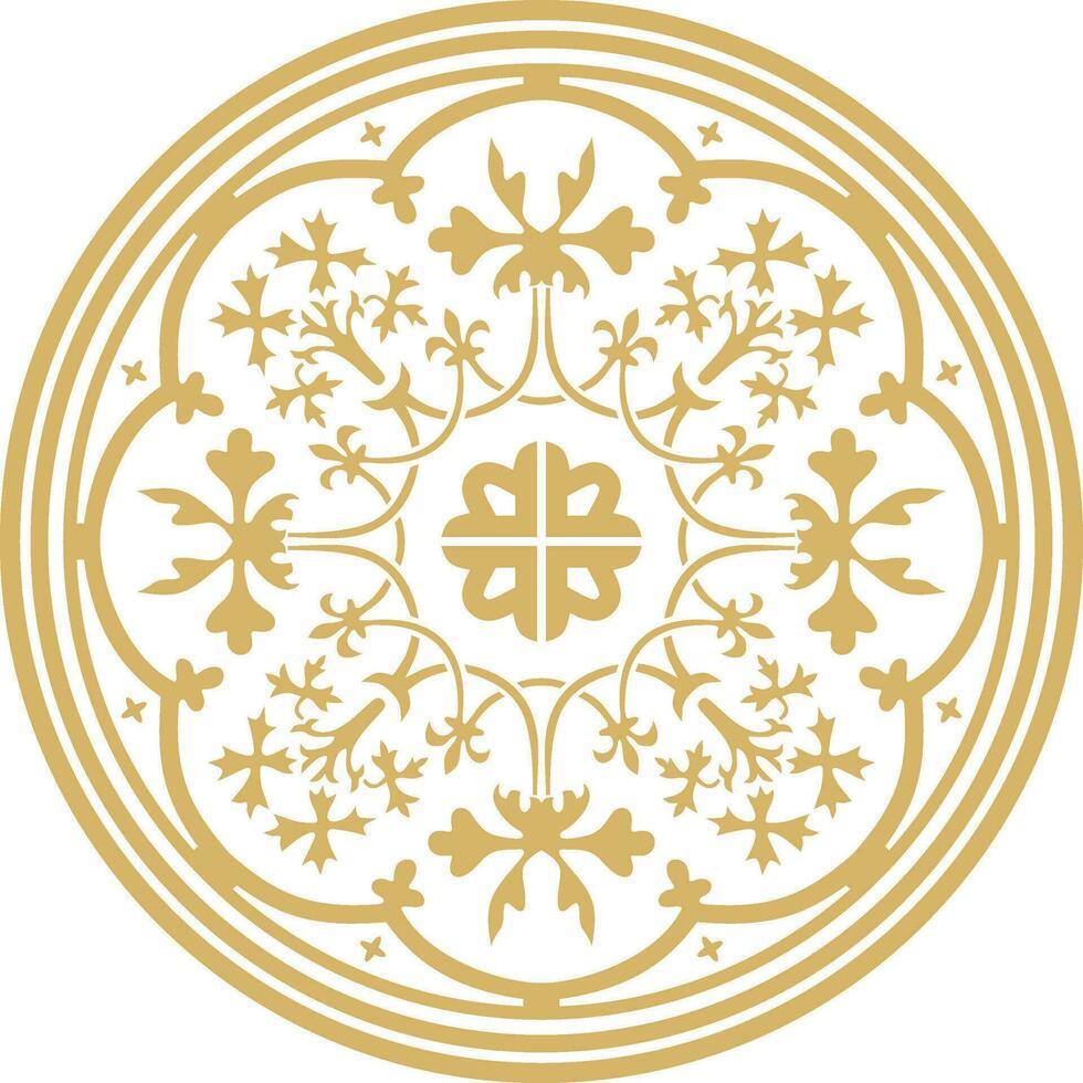 Vector round gold classic ornament. Circle with European classical ornament. Ancient Greece, Roman Empire. Renaissance, Borocco