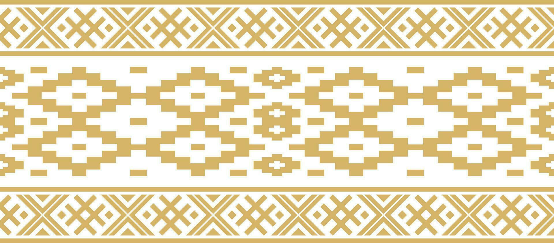 Vector golden color seamless Belarusian national ornament. Ethnic endless black border, Slavic peoples frame