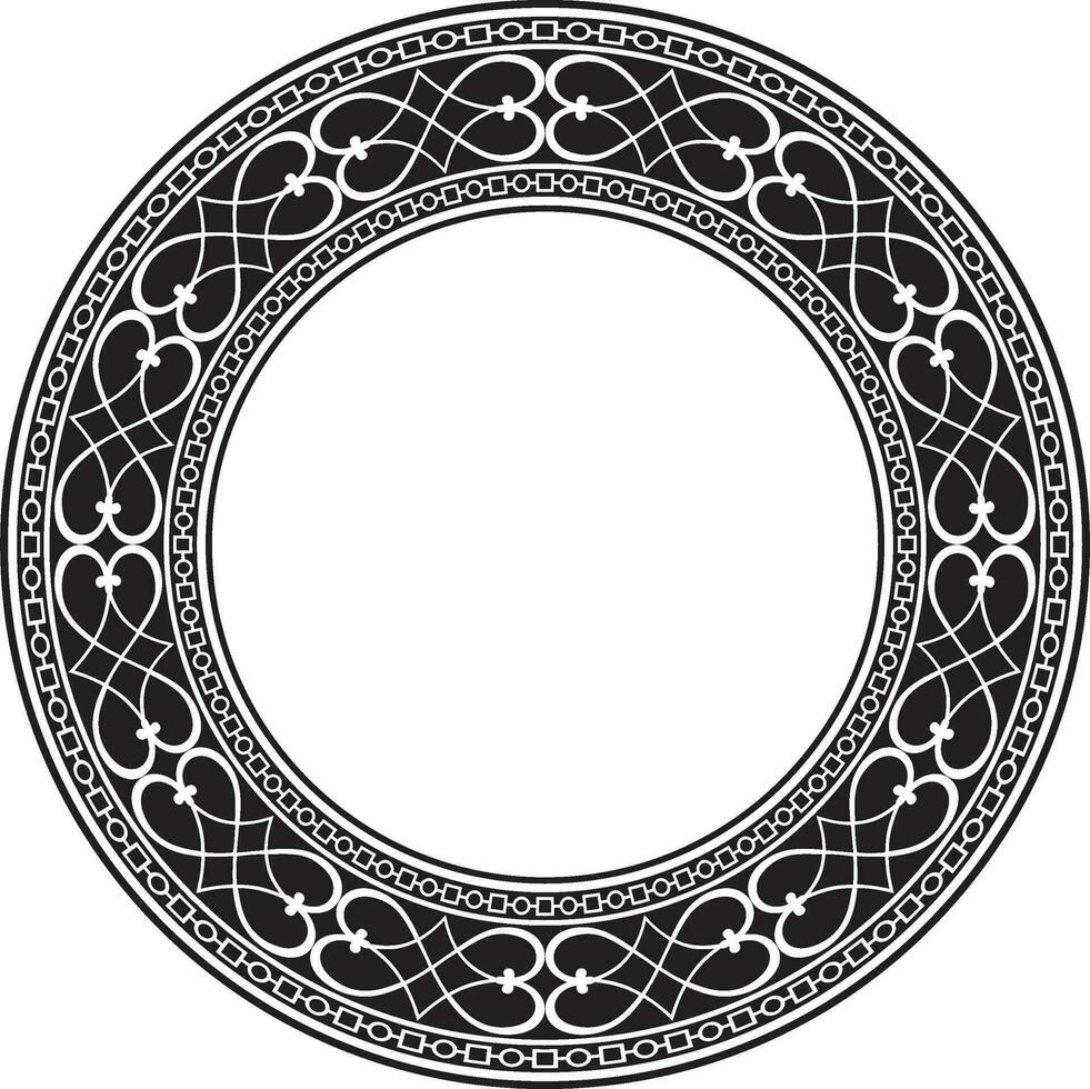 Vector monochrome black round classic renaissance ornament. Circle, ring european border, revival style frame