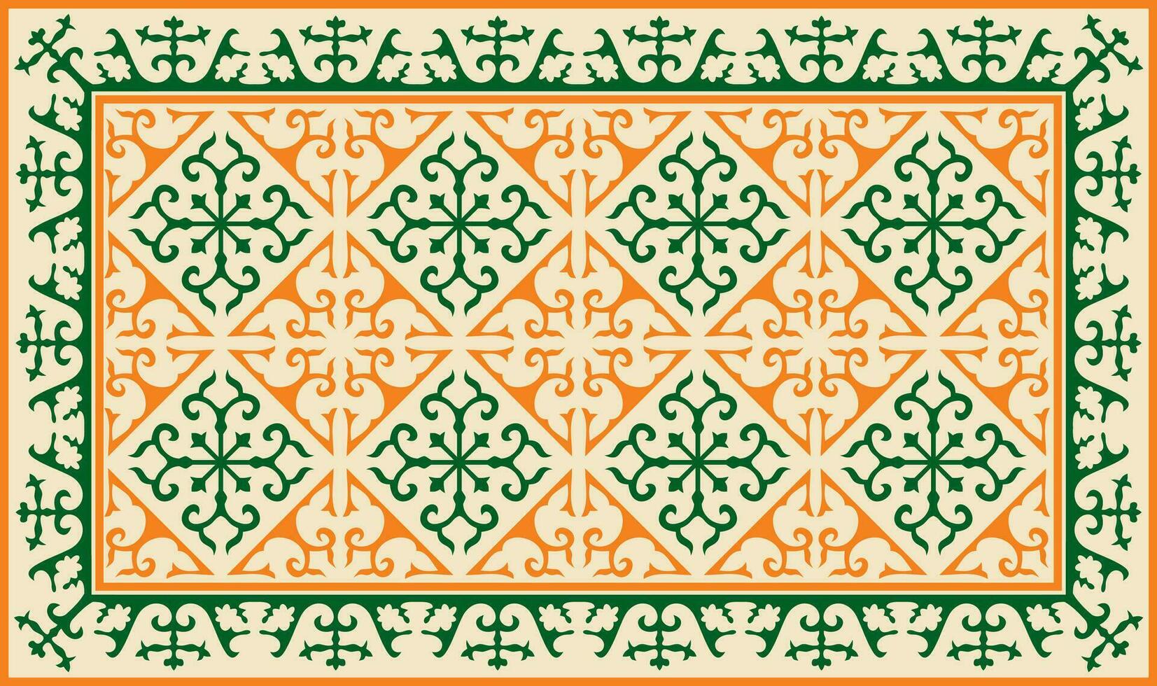 Vector colored square Kazakh national ornament. Ethnic pattern of the peoples of the Great Steppe, Mongols, Kyrgyz, Kalmyks, Buryats