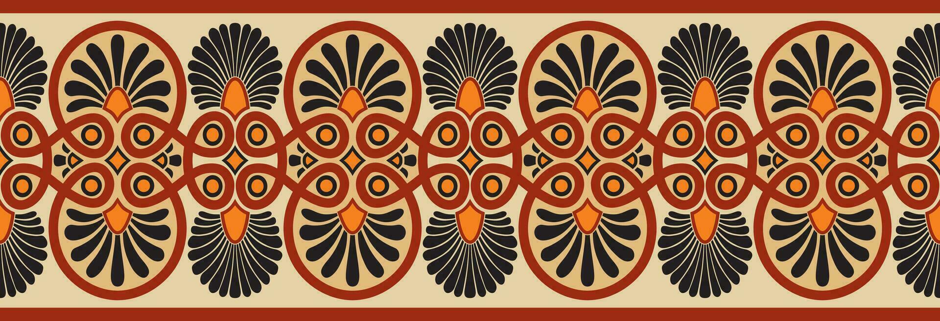 Vector colored seamless ornament of ancient Greece. Classic Endless pattern frame border Roman Empire