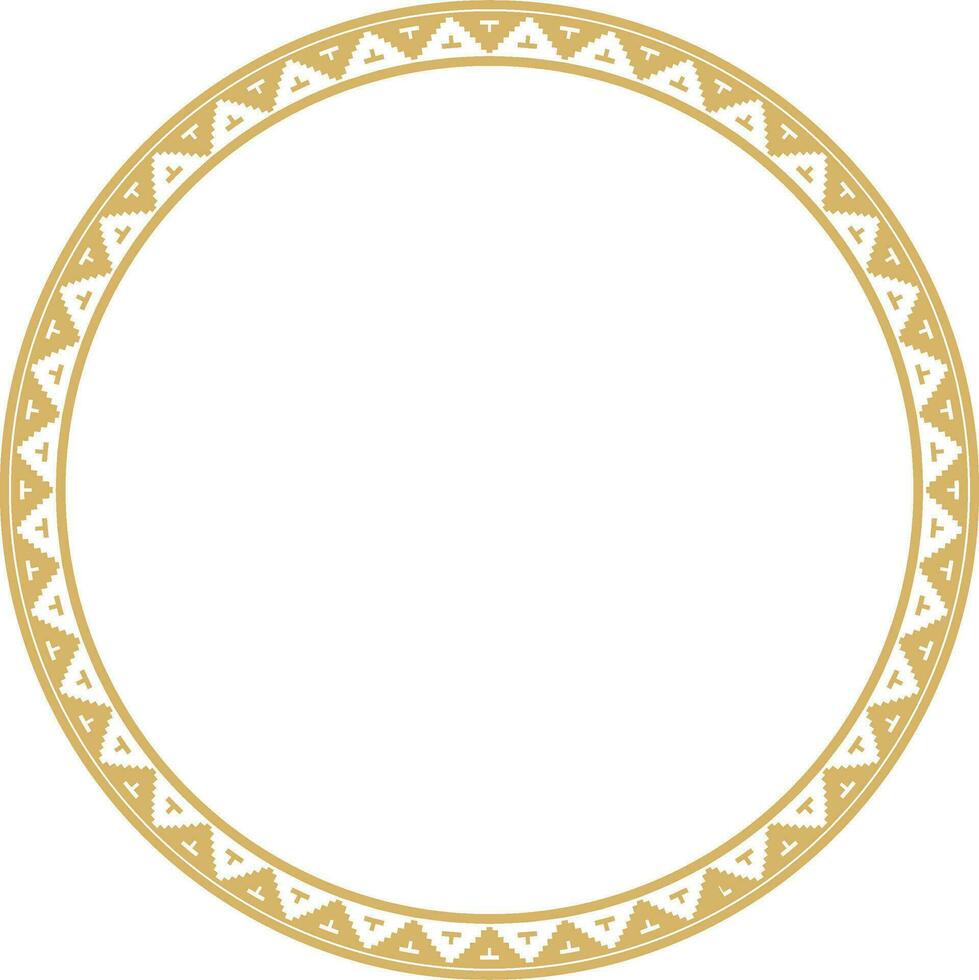 Vector gold round Byzantine border, frame. Circle Greek pattern, Drawing of the Eastern Roman Empire. Decoration of the Russian Orthodox Church